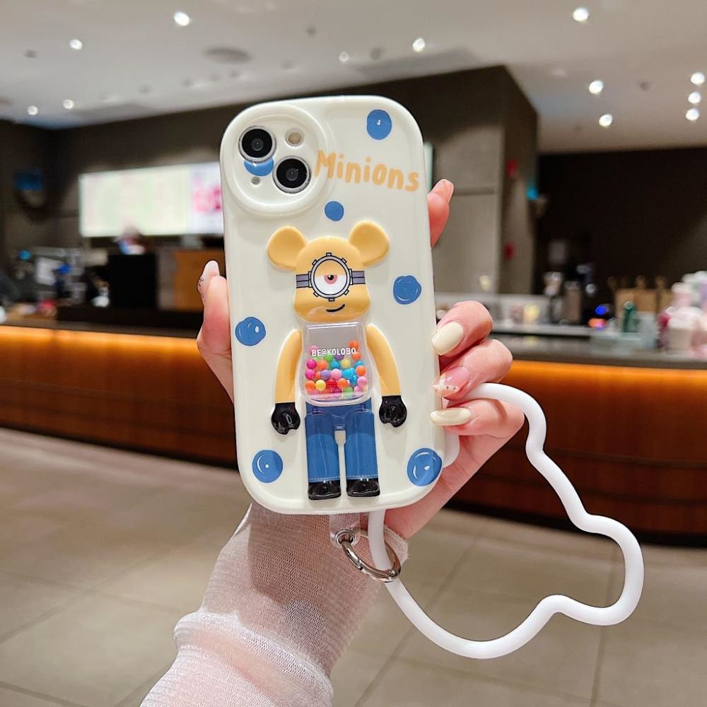 3D Machine Bear Soft Phone Case With Random Color Bracelet - iPhone 11