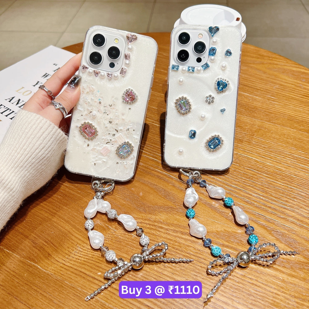 White Rubber Gel Coating Colorful Stone Phone Case - Samsung S22 Ultra