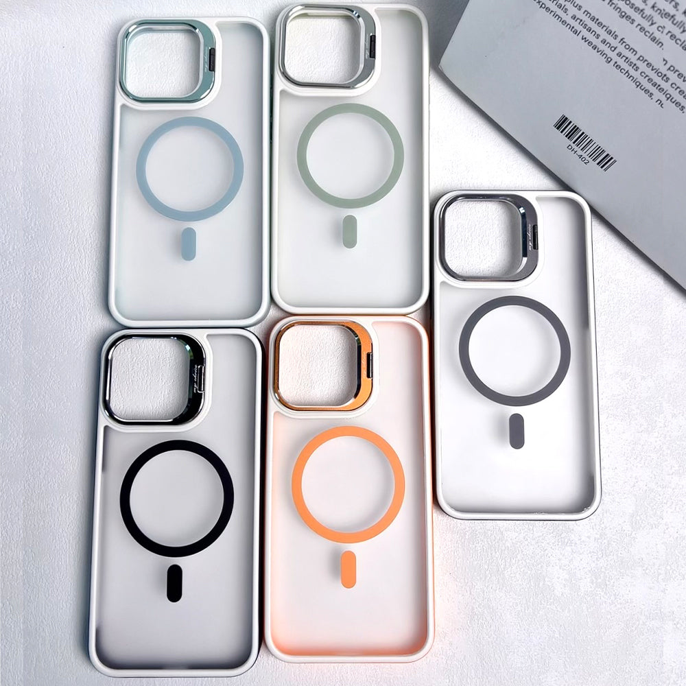 Wireless Charging Matte Stand PC Magnetic Phone Case - iPhone 15 Plus