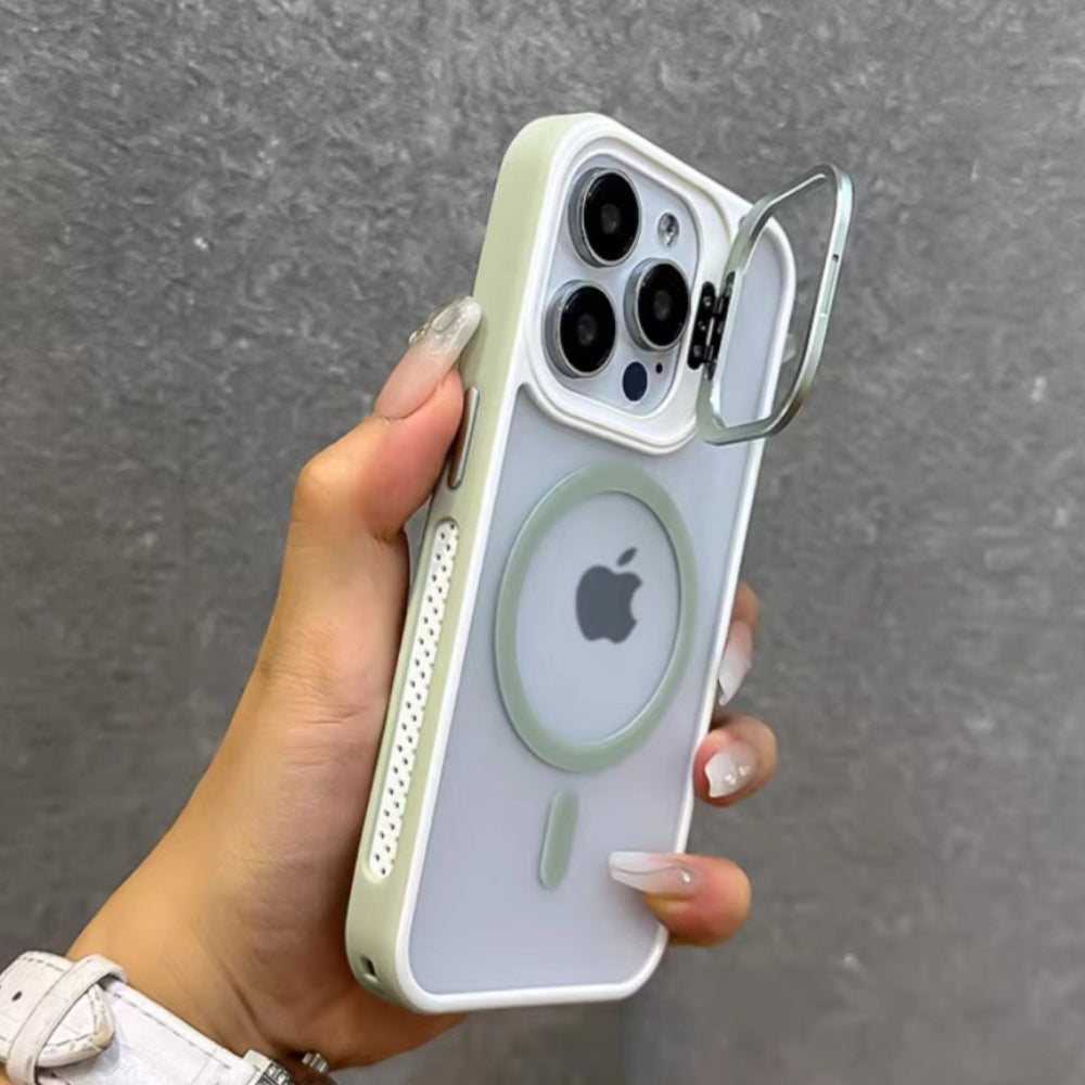Wireless Charging Matte Stand PC Magnetic Phone Case - iPhone 15 Plus