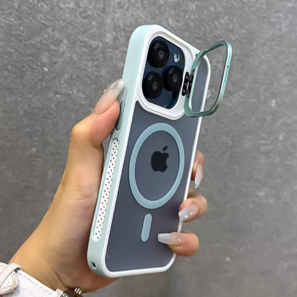 Wireless Charging Matte Stand PC Magnetic Phone Case - iPhone 15 Plus