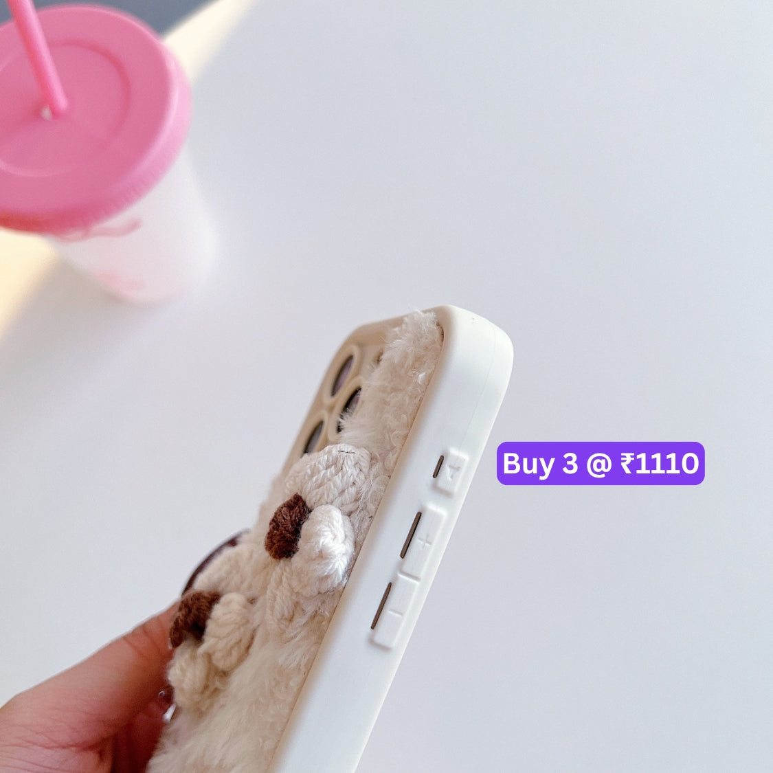 Woolen Flower Furry TPU (Soft) Camera Protection Phone Case with Bracelet - iPhone 16