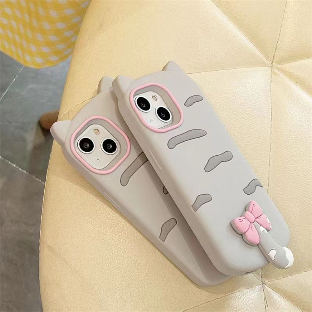 Cute Little Cat Phone Case with A Rotated Tail - iPhone 15