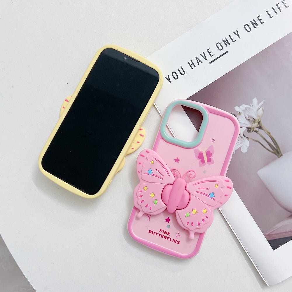 Butterfly Folding Wings Stand Silicone Soft Case - iPhone 13