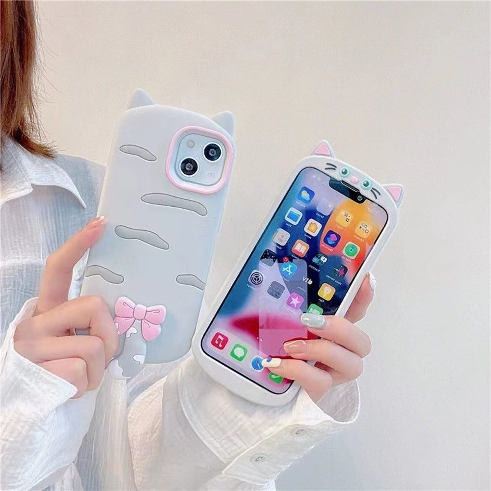 Cute Little Cat Phone Case with A Rotated Tail - iPhone 15