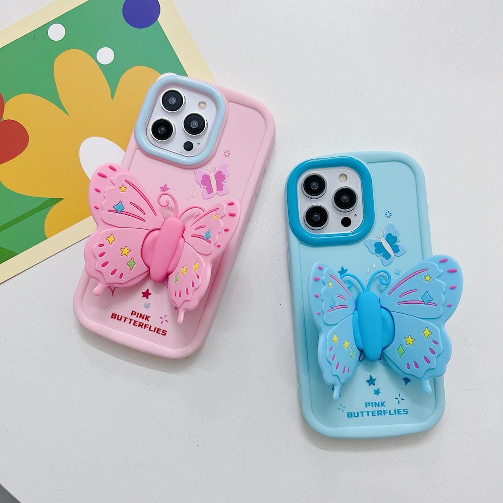 Butterfly Folding Wings Stand Silicone Soft Case - iPhone 13