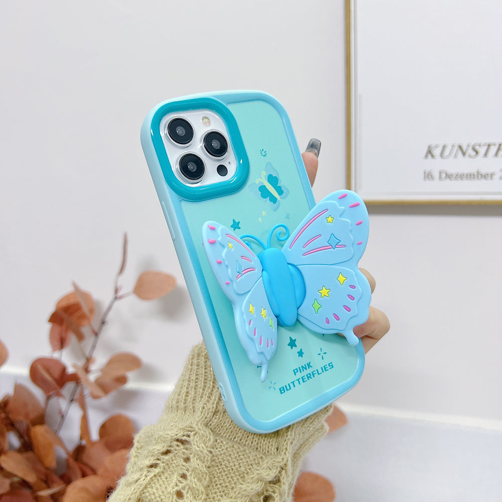 Butterfly Folding Wings Stand Silicone Soft Case - iPhone 13 Pro Max