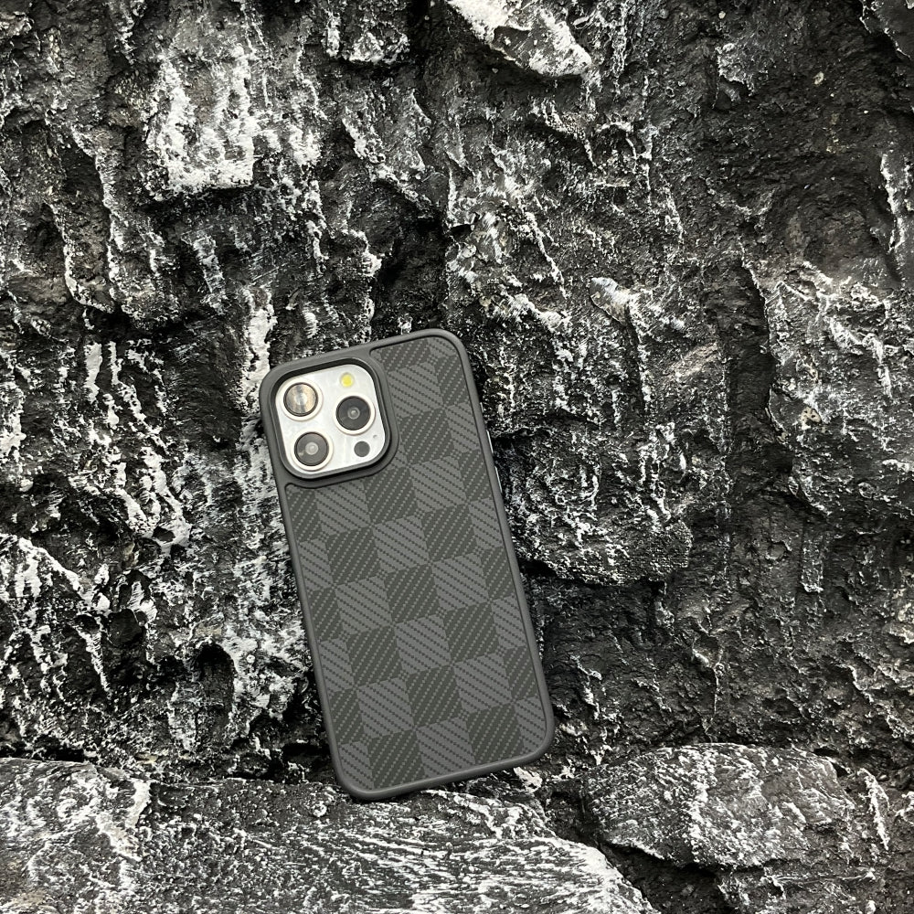 Synthetic Fiber Grid Texture PC (Hard) Phone Case - iPhone 14 Plus