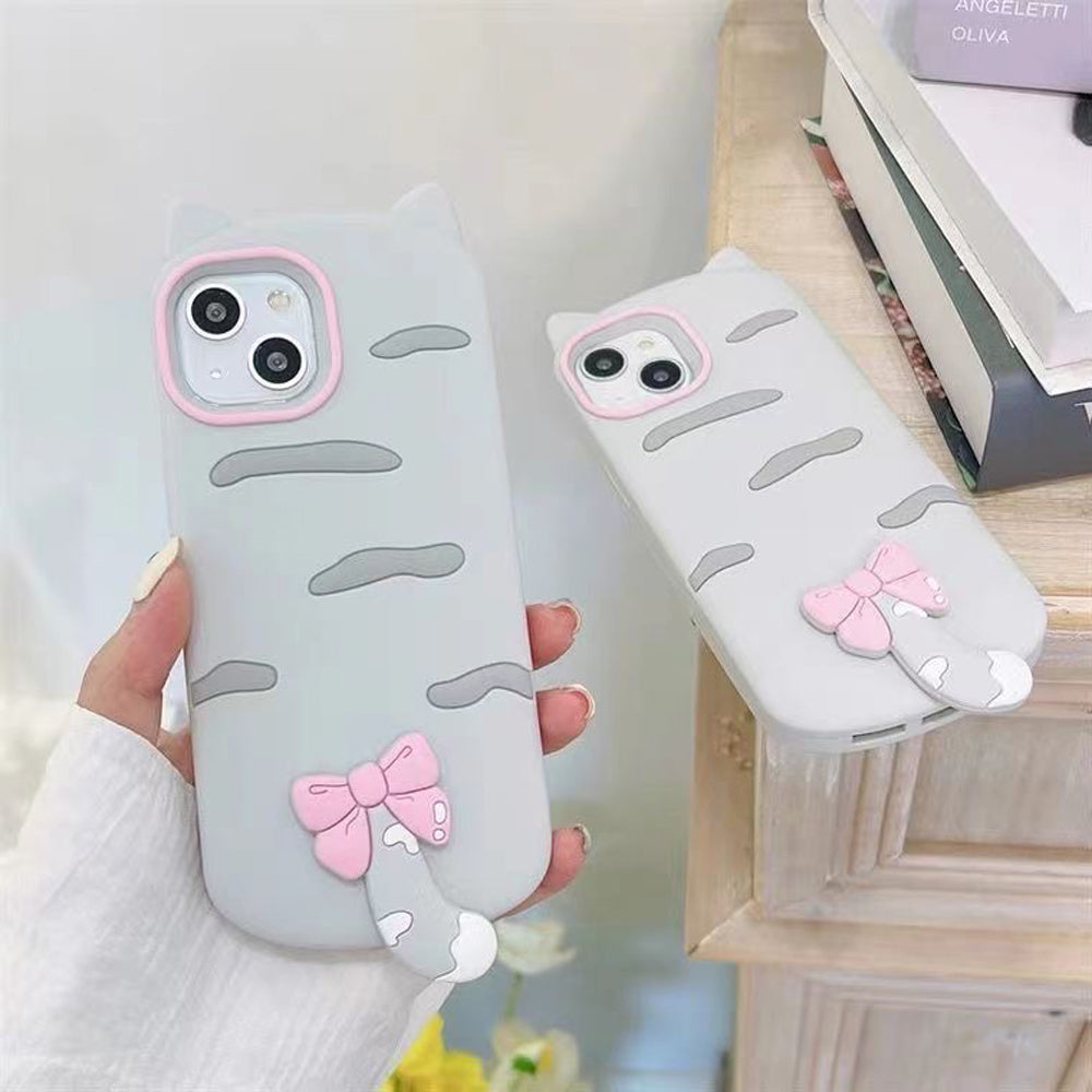 Cute Little Cat Phone Case with A Rotated Tail - iPhone 15