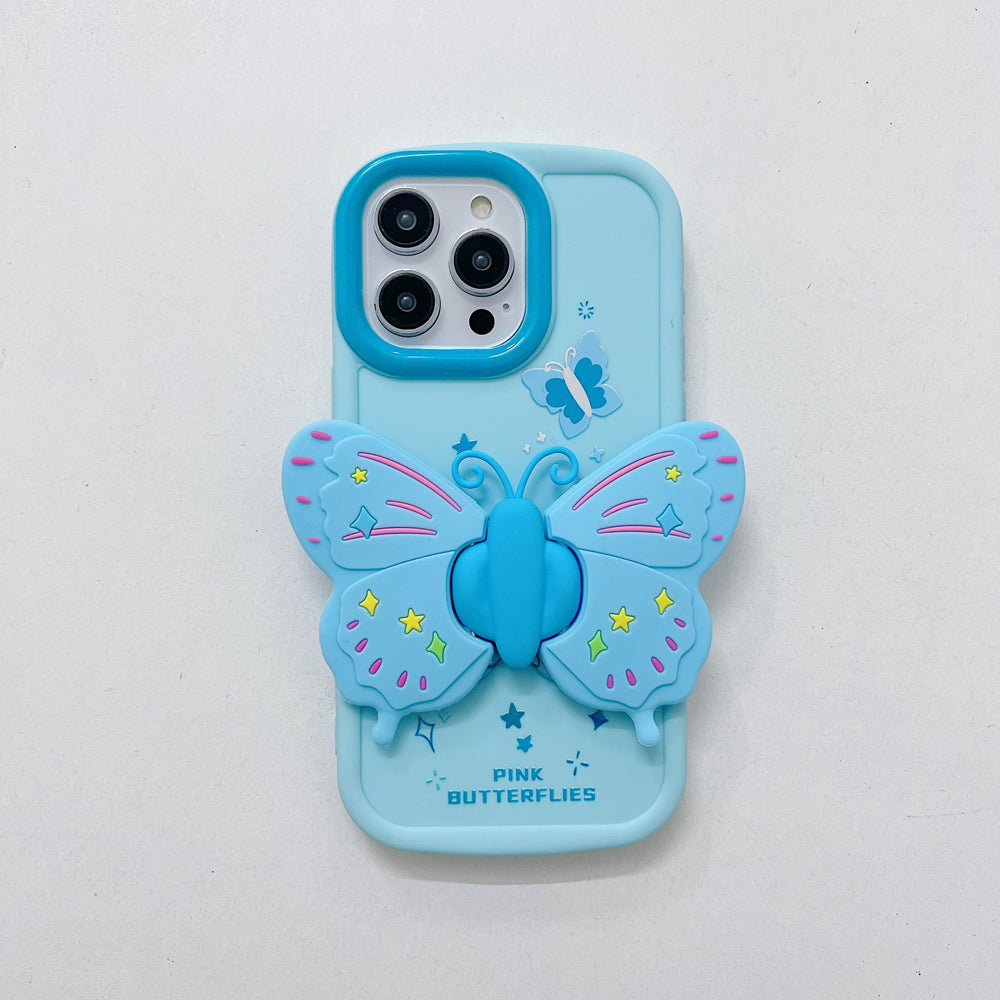 Butterfly Folding Wings Stand Silicone Soft Case - iPhone 13