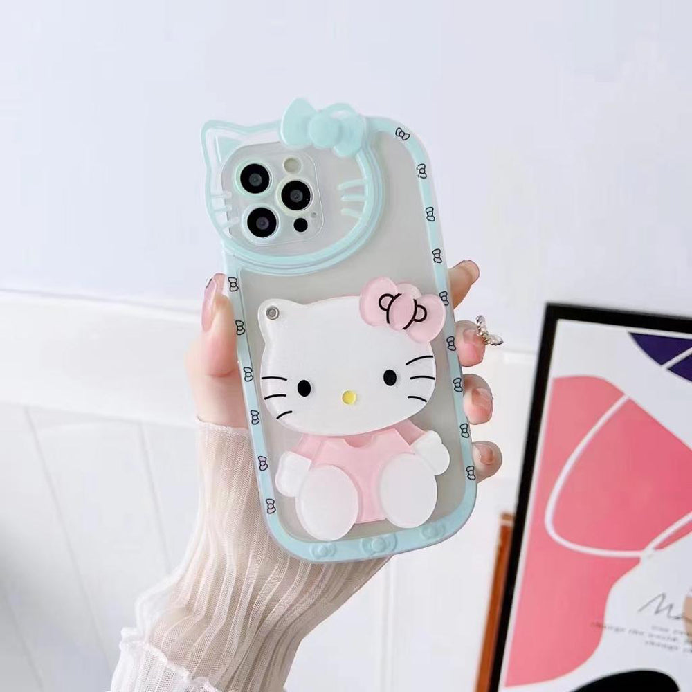 Cute Cat Shockproof Silicone Cover With Mirror- iPhone 12 Pro Max