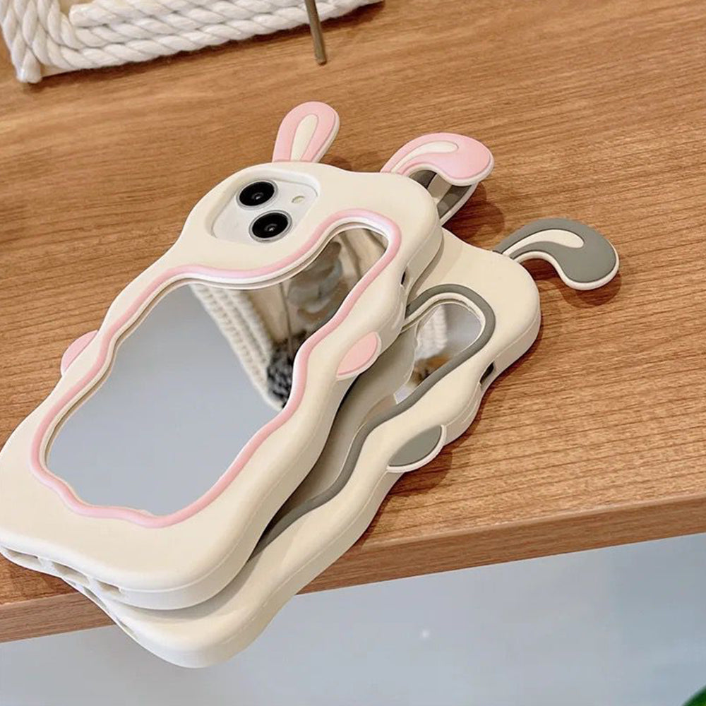 Silicone Mirror Cute Rabbit Design Cover - iPhone 12 Pro Max