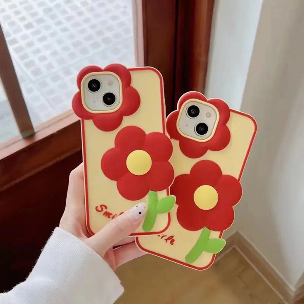 3D Flower Cartoon Shockproof Silicone Soft Cover - iPhone 13