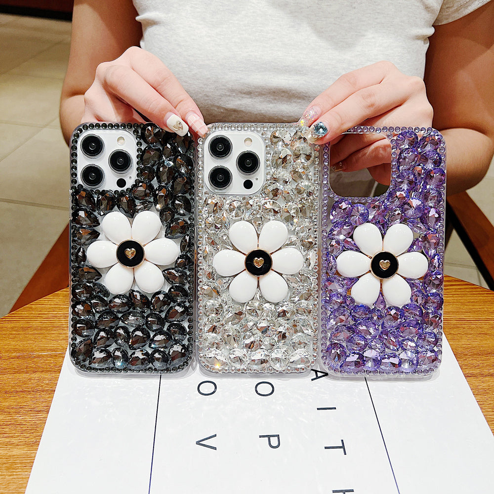 Handmade Flower Decor Glitter Diamond Case - Samsung S23 Ultra