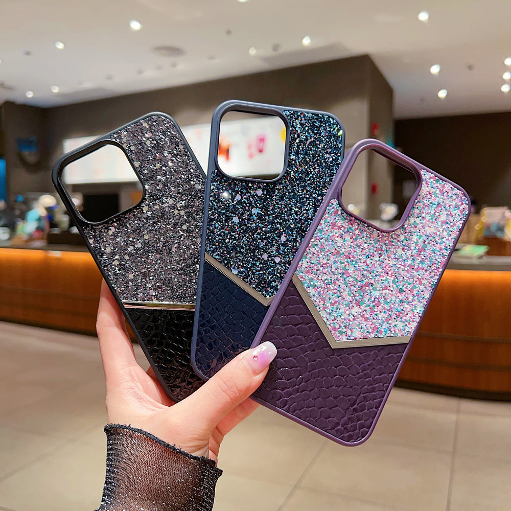 Bling Decorative Leather | Silicone Phone Case - iPhone 12 Pro Max