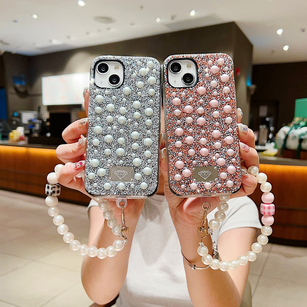 Shockproof Bling Pearl PC (Hard) Case With Pearl Bracelet - Samsung S23 Ultra